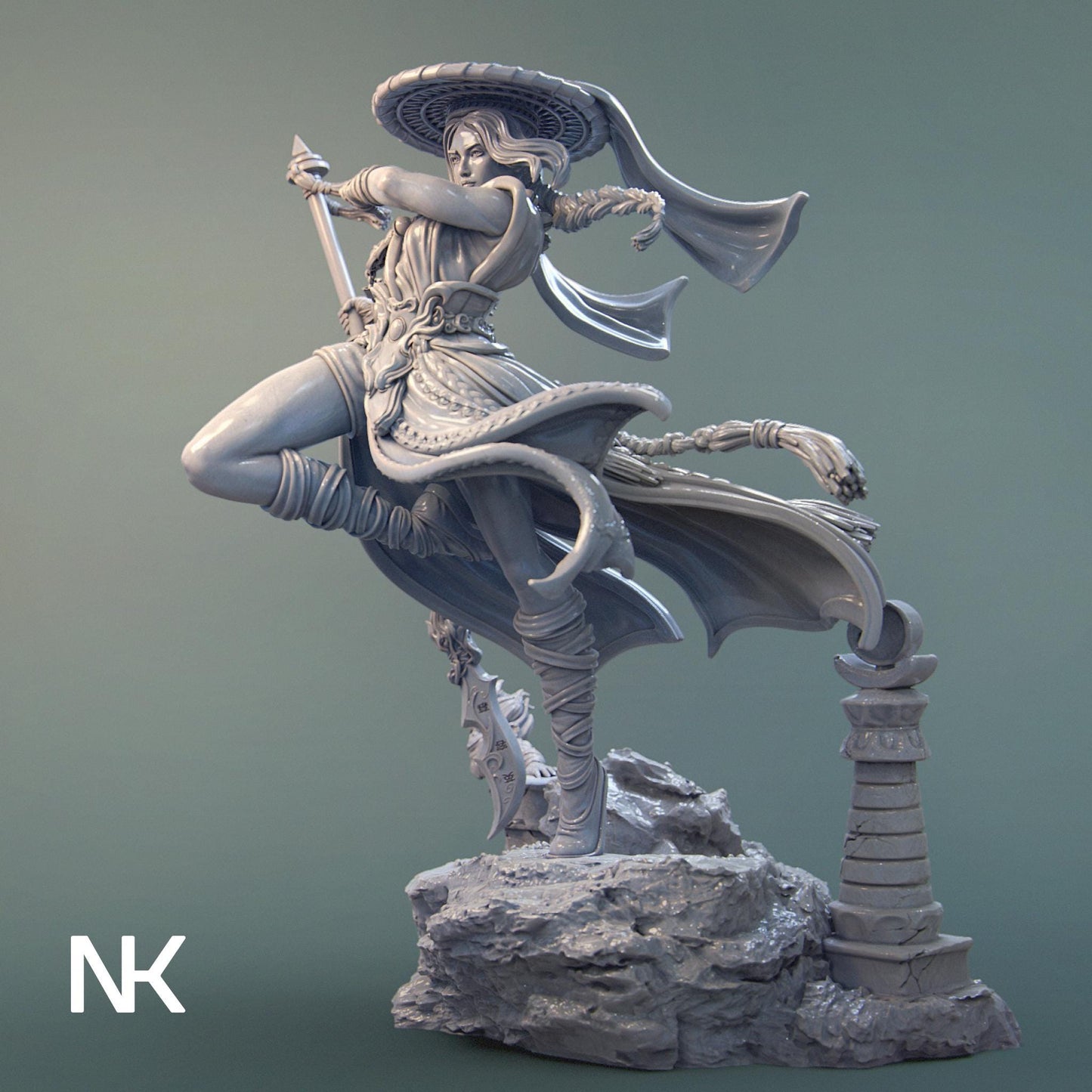 Mu Ron Yin the Wind Master 慕容英 | Garage Resin Kit Statue | D&D TTRPG Fantasy Miniature | Nerikson