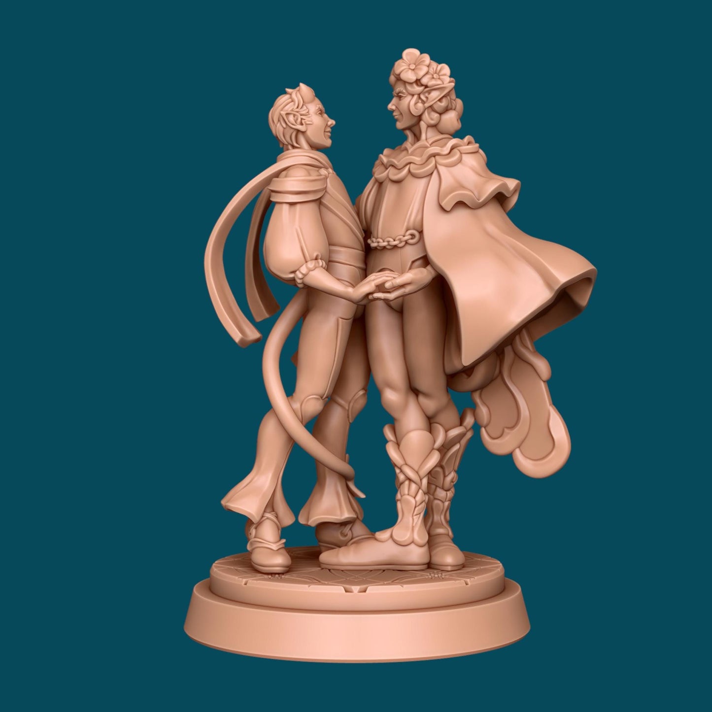Chives, Dancing Warlock + Lami, Archfey Prince | Couple | TTRPG D&D Miniature | Awkward Penguin Minis