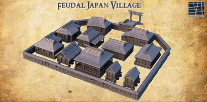 Feudal Japan Village | 28mm Scale Model Terrain | D&D TTRPG Playable 3D Printed Building | MiniatureLand