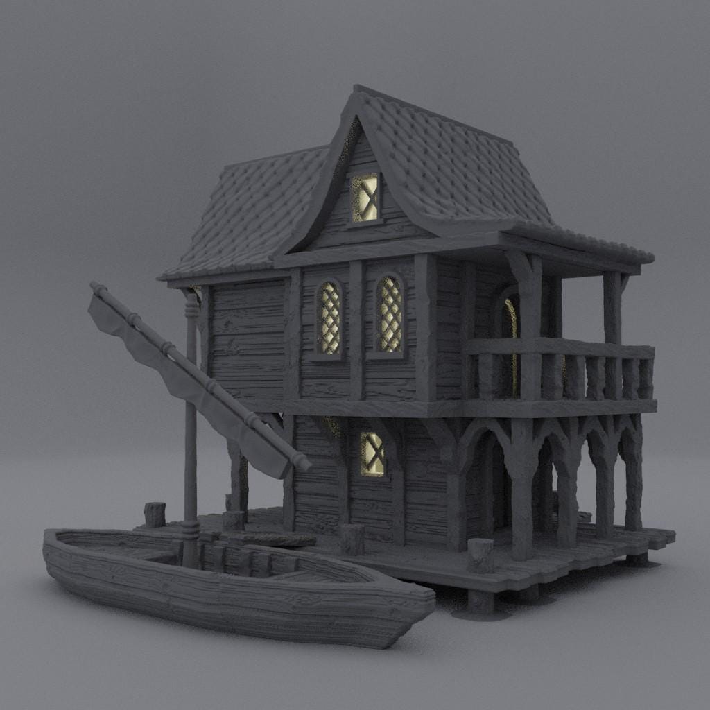Fisher Sea Lodge | 28mm Scale Model Terrain | D&D TTRPG Playable 3D Printed Building | MiniatureLand
