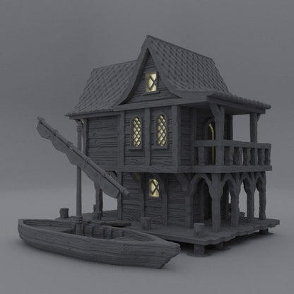 Fisher Sea Lodge | 28mm Scale Model Terrain | D&D TTRPG Playable 3D Printed Building | MiniatureLand