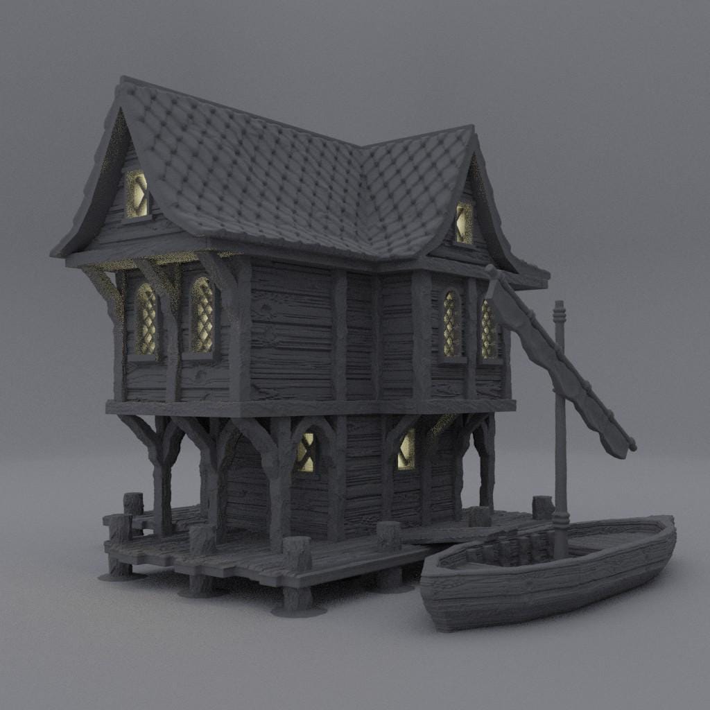 Fisher Sea Lodge | 28mm Scale Model Terrain | D&D TTRPG Playable 3D Printed Building | MiniatureLand