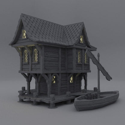 Fisher Sea Lodge | 28mm Scale Model Terrain | D&D TTRPG Playable 3D Printed Building | MiniatureLand