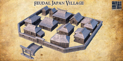 Feudal Japan Village | 28mm Scale Model Terrain | D&D TTRPG Playable 3D Printed Building | MiniatureLand