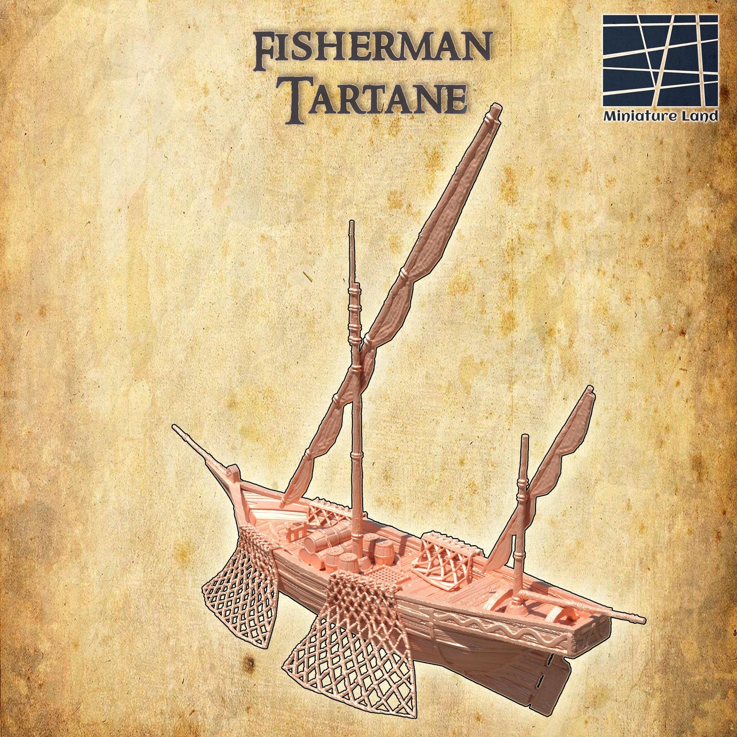 Fisherman Tartane | 28mm Scale Model Terrain | D&D TTRPG Playable 3D Printed Building | MiniatureLand