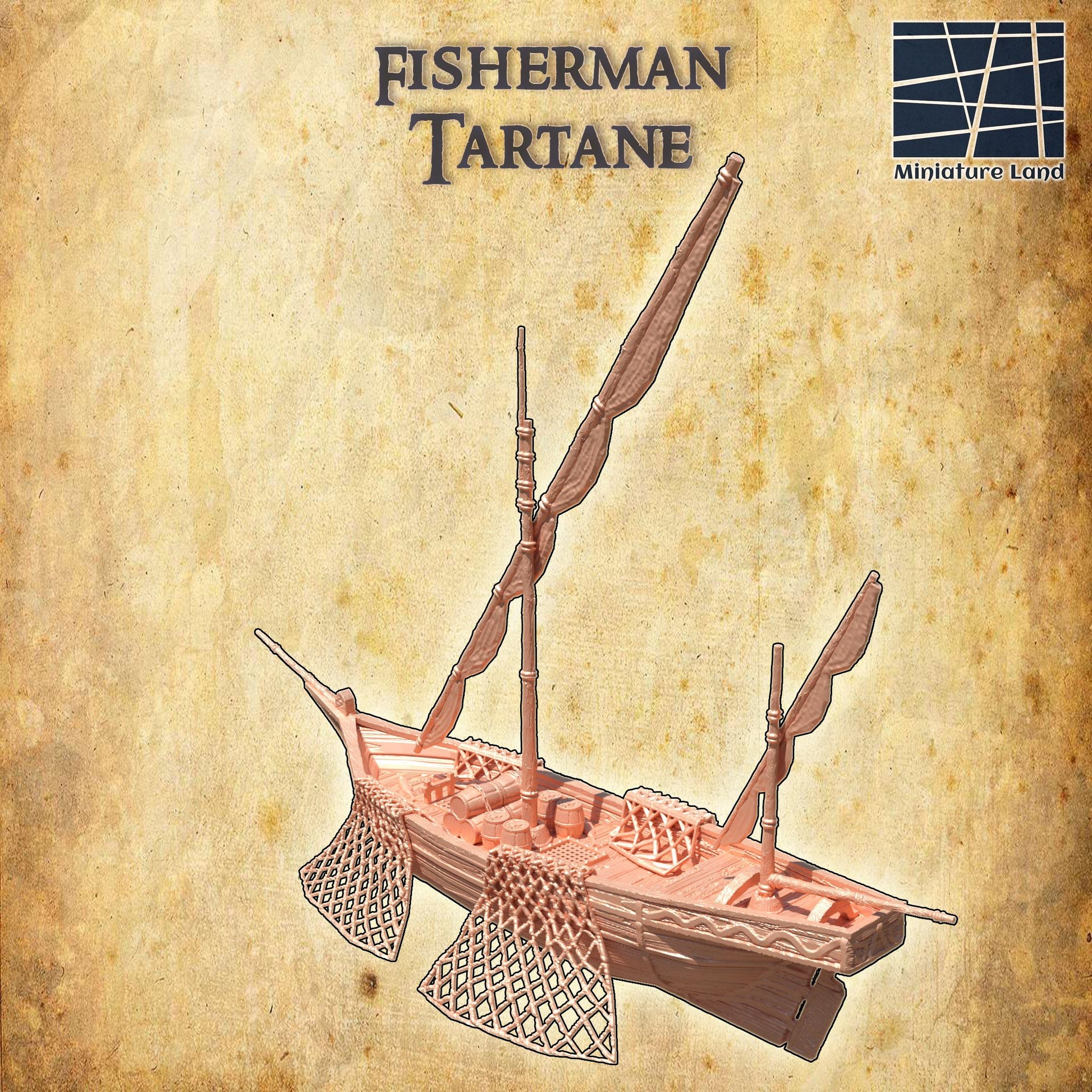 Fisherman Tartane | 28mm Scale Model Terrain | D&D TTRPG Playable 3D Printed Building | MiniatureLand