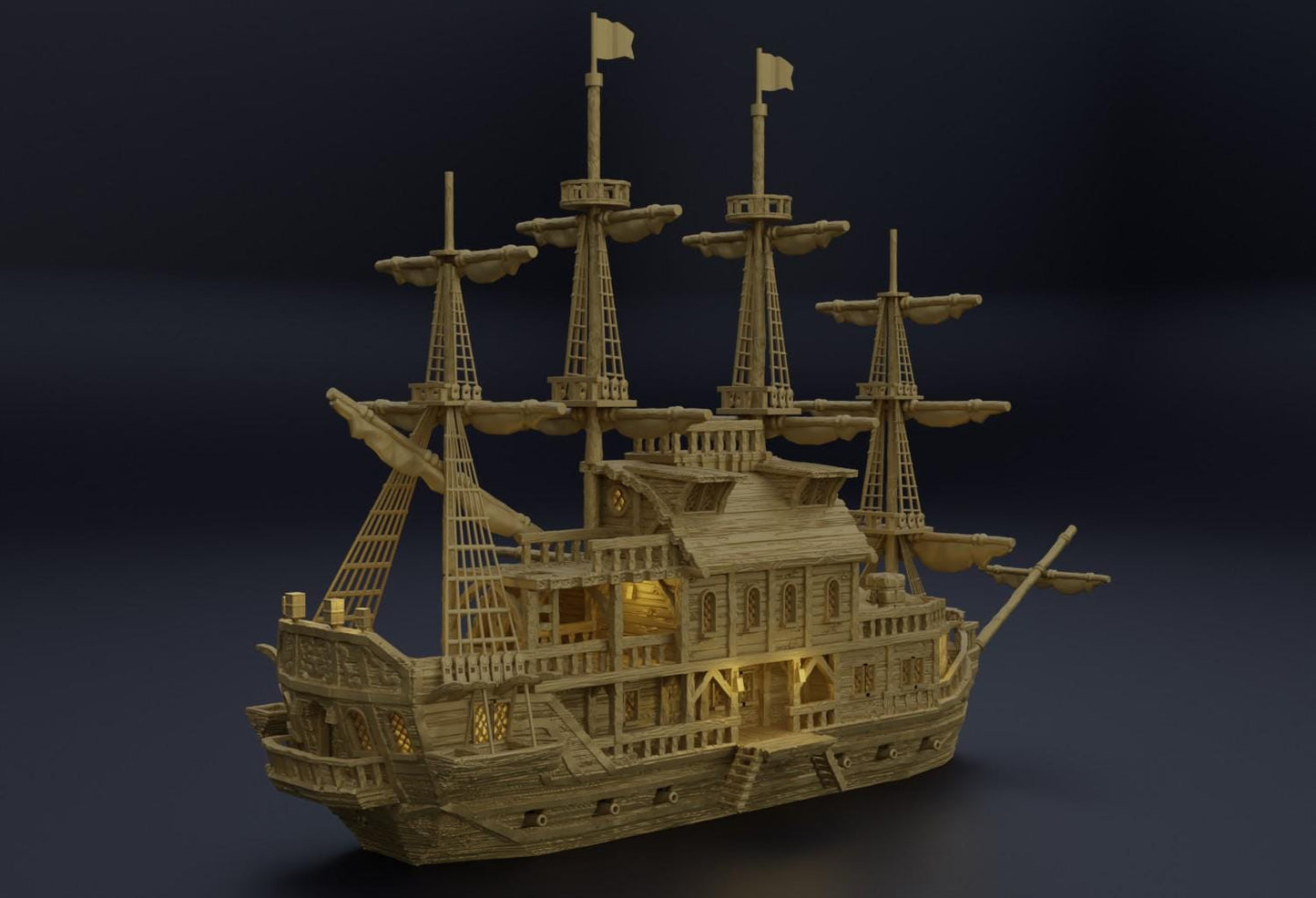 Floating Pirate Tavern | 28mm Scale Model Terrain | D&D TTRPG Playable 3D Printed Building | MiniatureLand