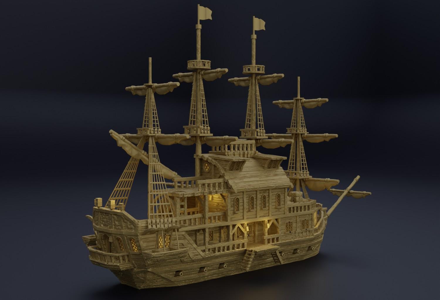 Floating Pirate Tavern | 28mm Scale Model Terrain | D&D TTRPG Playable 3D Printed Building | MiniatureLand