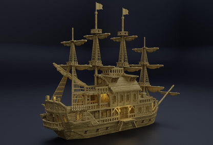 Floating Pirate Tavern | 28mm Scale Model Terrain | D&D TTRPG Playable 3D Printed Building | MiniatureLand