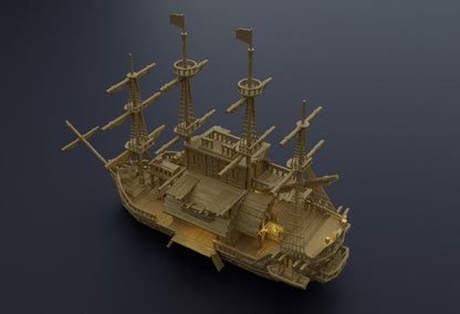 Floating Pirate Tavern | 28mm Scale Model Terrain | D&D TTRPG Playable 3D Printed Building | MiniatureLand