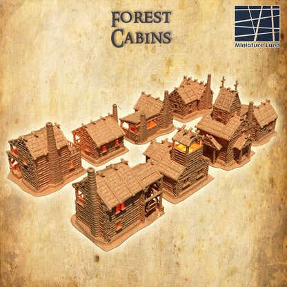 Forest Cabins Set | 28mm Scale Model Terrain | D&D TTRPG Playable 3D Printed Building | MiniatureLand