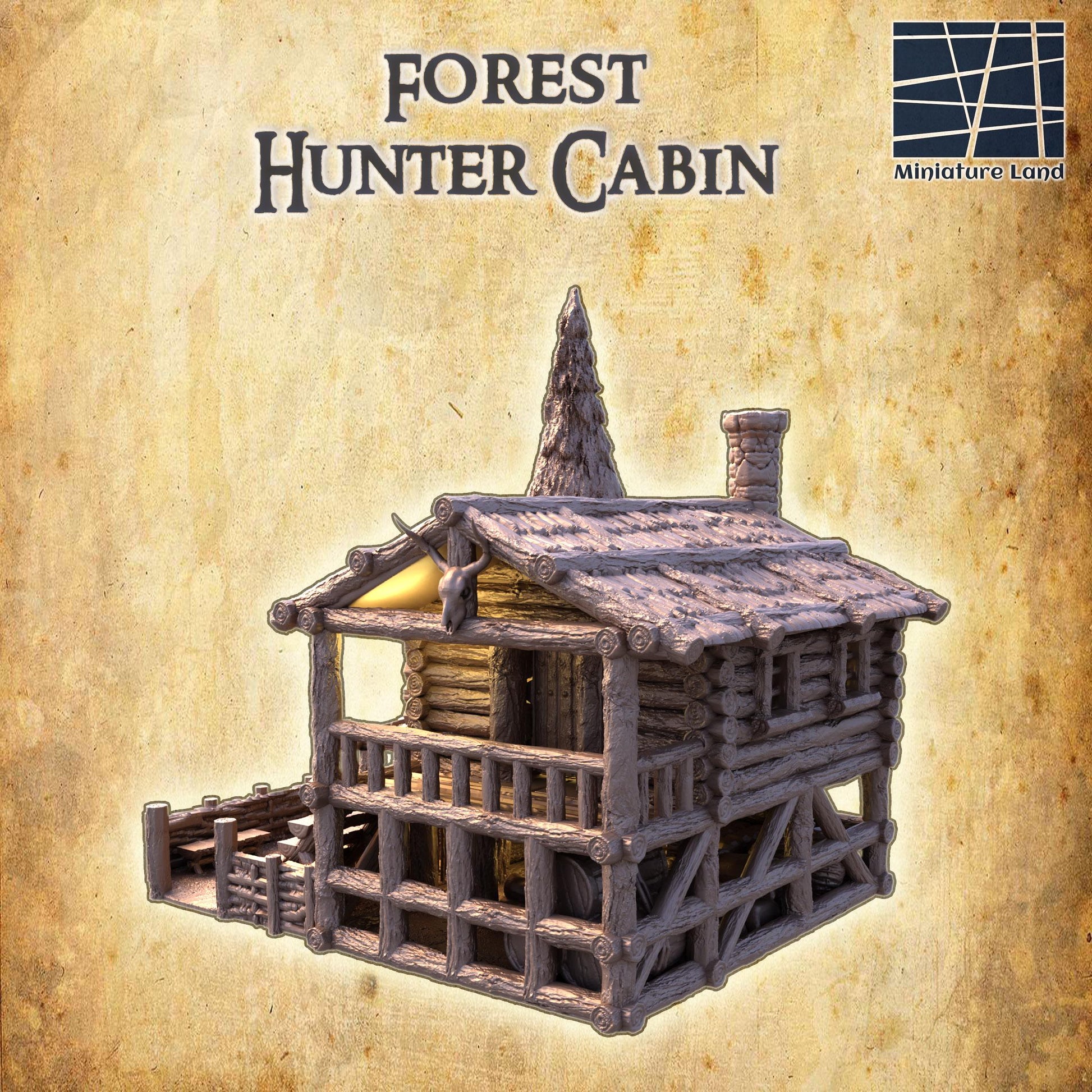 Forest Hunter Cabin | 28mm Scale Model Terrain | D&D TTRPG Playable 3D Printed Building | MiniatureLand