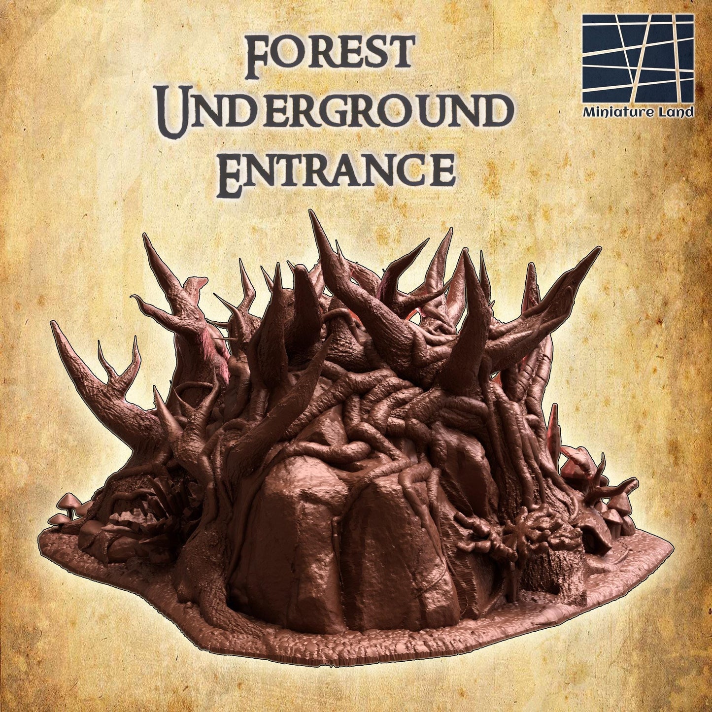 Forest Underground Entrance | 28mm Scale Model Terrain | D&D TTRPG Playable 3D Printed Building | MiniatureLand
