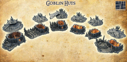 Goblin Huts | 28mm Scale Model Terrain | D&D TTRPG Playable 3D Printed Building | MiniatureLand