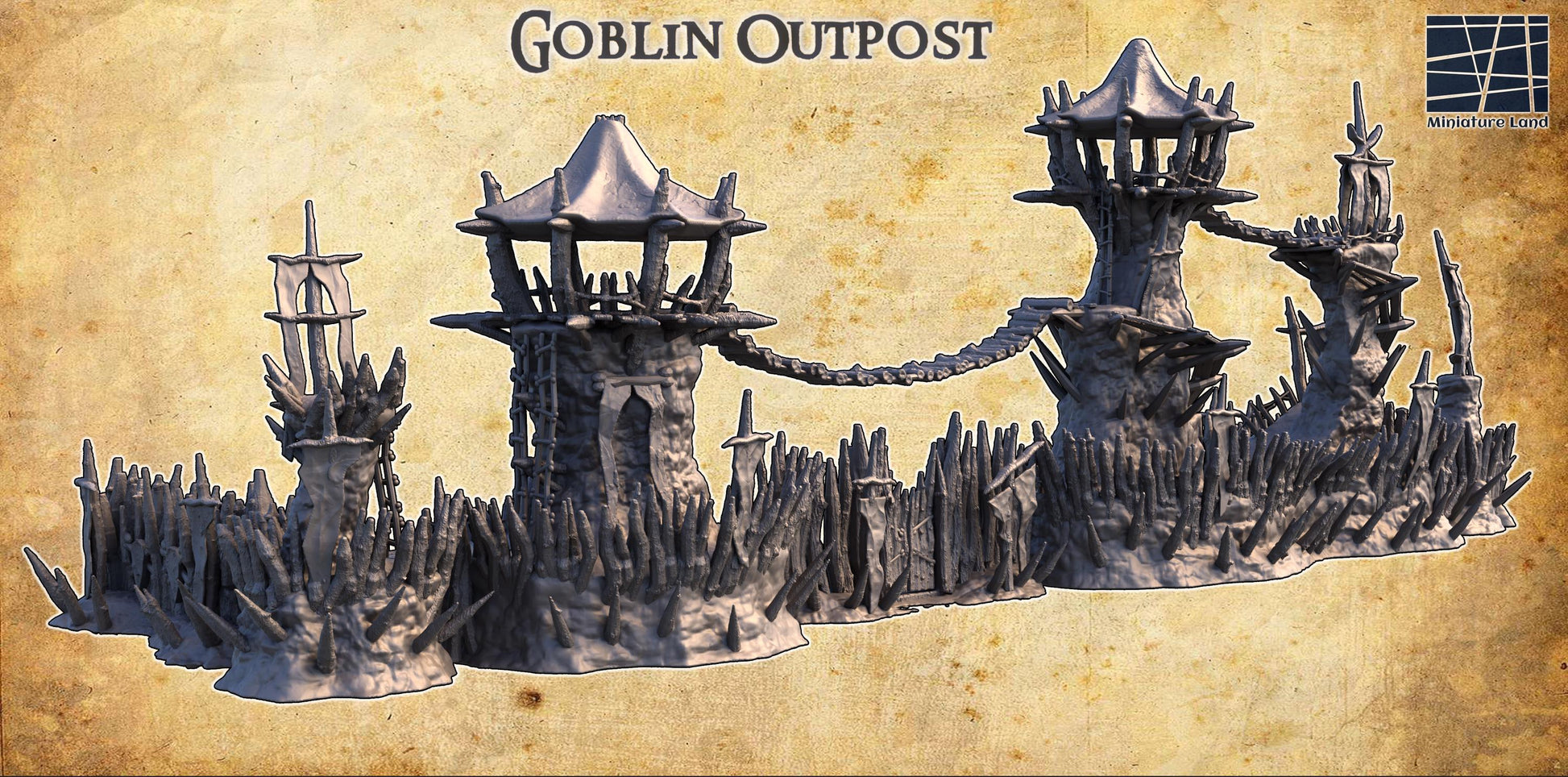 Goblin Outpost | 28mm Scale Model Terrain | D&D TTRPG Playable 3D Printed Building | MiniatureLand