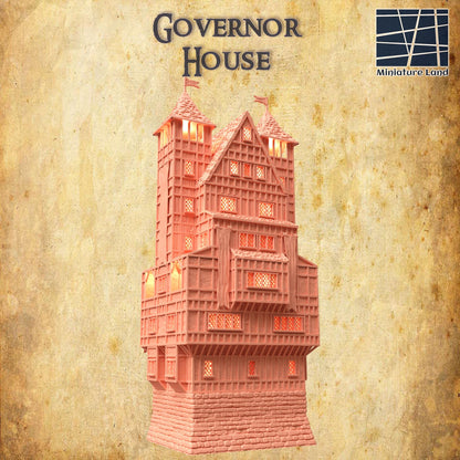 Governor House | 28mm Scale Model Terrain | D&D TTRPG Playable 3D Printed Building | MiniatureLand