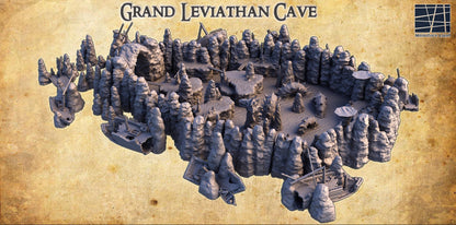 Grand Leviathan Cave | 28mm Scale Model Terrain | D&D TTRPG Playable 3D Printed Building | MiniatureLand