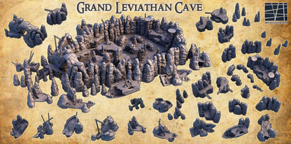 Grand Leviathan Cave | 28mm Scale Model Terrain | D&D TTRPG Playable 3D Printed Building | MiniatureLand