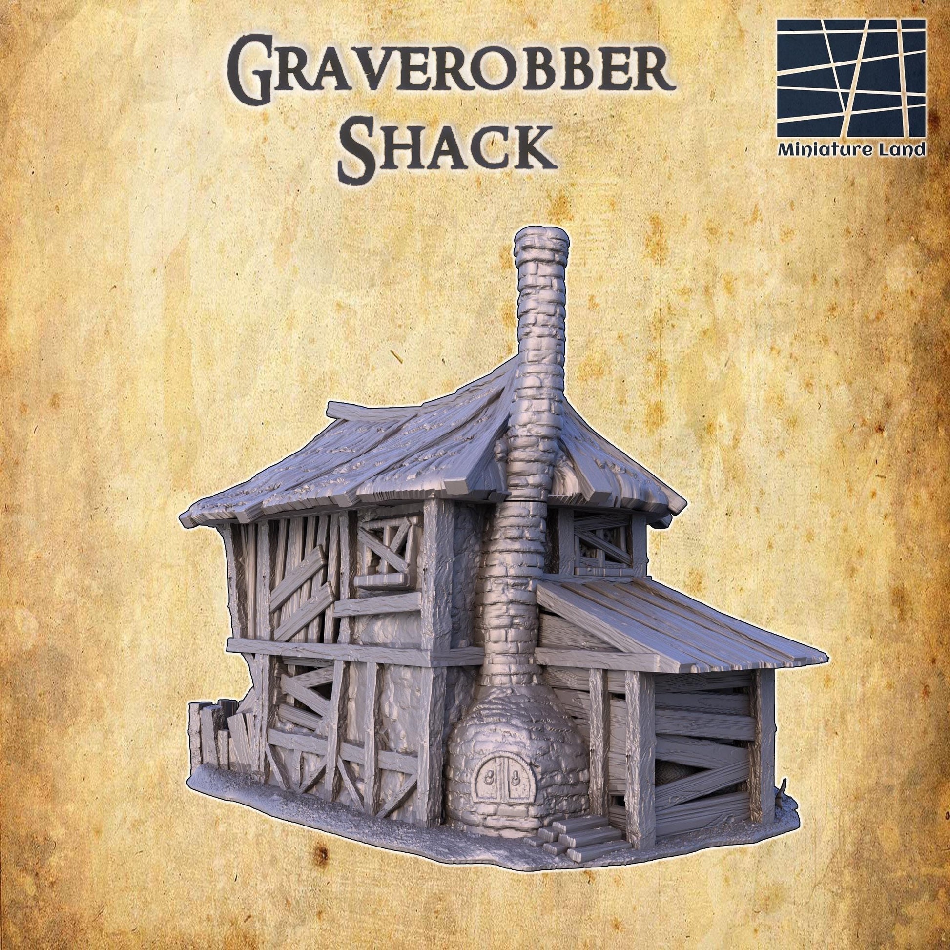 Graverobber Shack | 28mm Scale Model Terrain | D&D TTRPG Playable 3D Printed Building | MiniatureLand