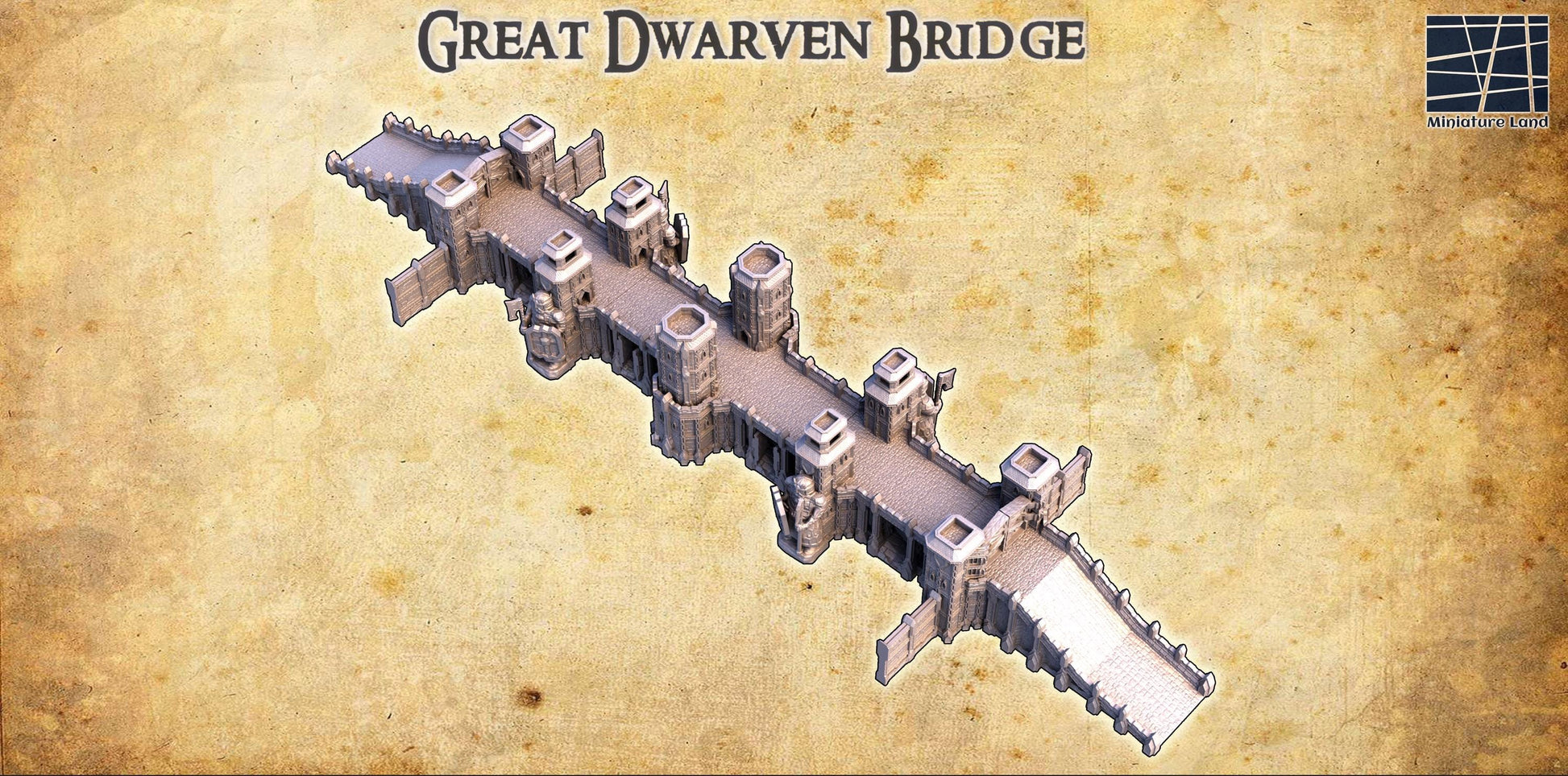 Great Dwarven Bridge | 28mm Scale Model Terrain | D&D TTRPG Playable 3D Printed Building | MiniatureLand