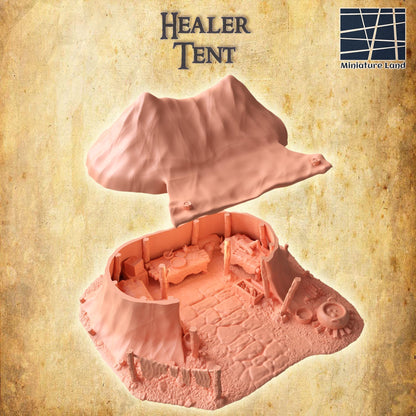 Healer Tent | 28mm Scale Model Terrain | D&D TTRPG Playable 3D Printed Building | MiniatureLand