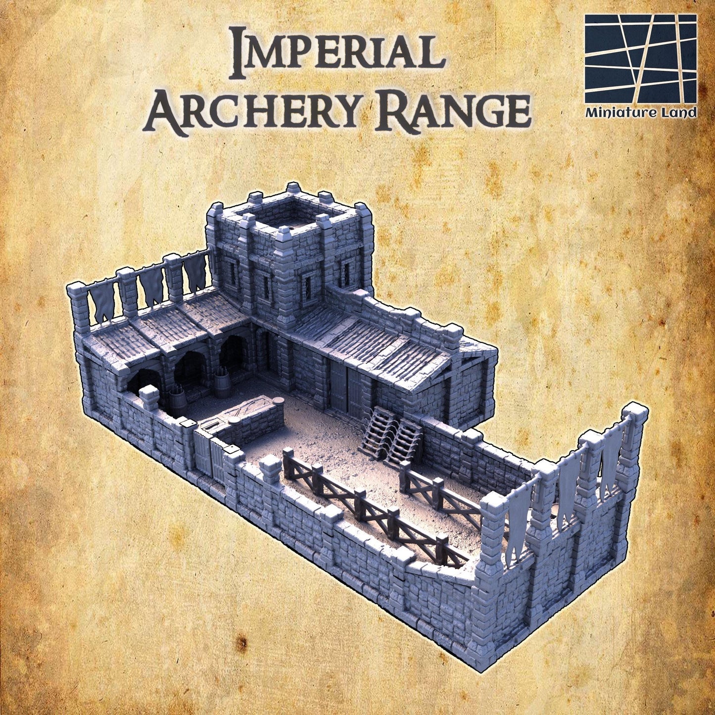 Imperial Archery Range | 28mm Scale Model Terrain | D&D TTRPG Playable 3D Printed Building | MiniatureLand