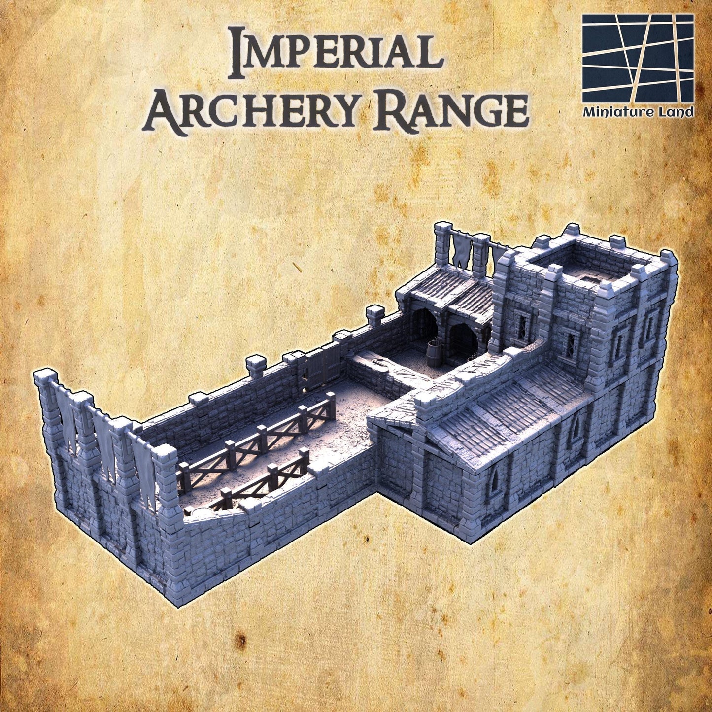 Imperial Archery Range | 28mm Scale Model Terrain | D&D TTRPG Playable 3D Printed Building | MiniatureLand