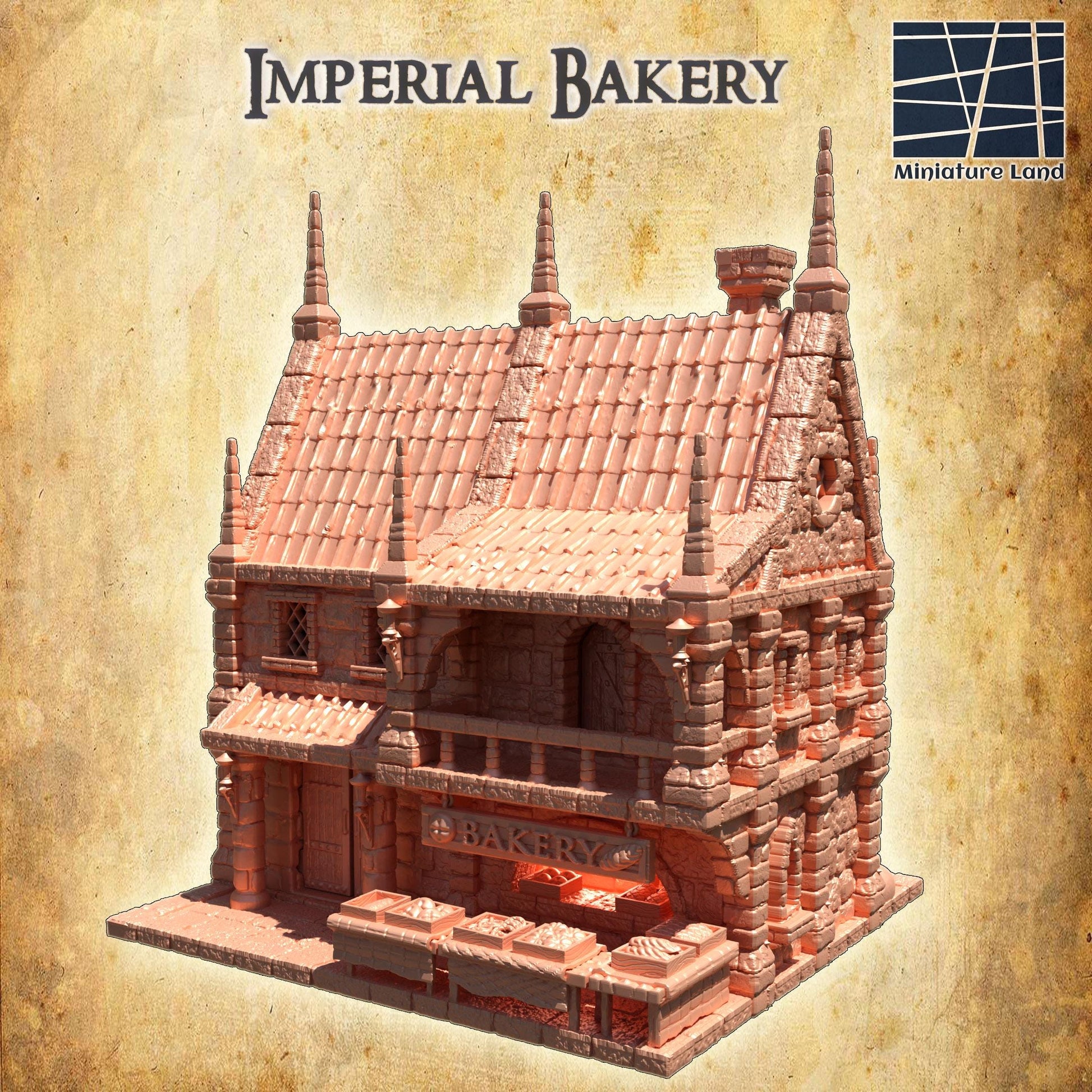 Imperial Bakery | 28mm Scale Model Terrain | D&D TTRPG Playable 3D Printed Building | MiniatureLand