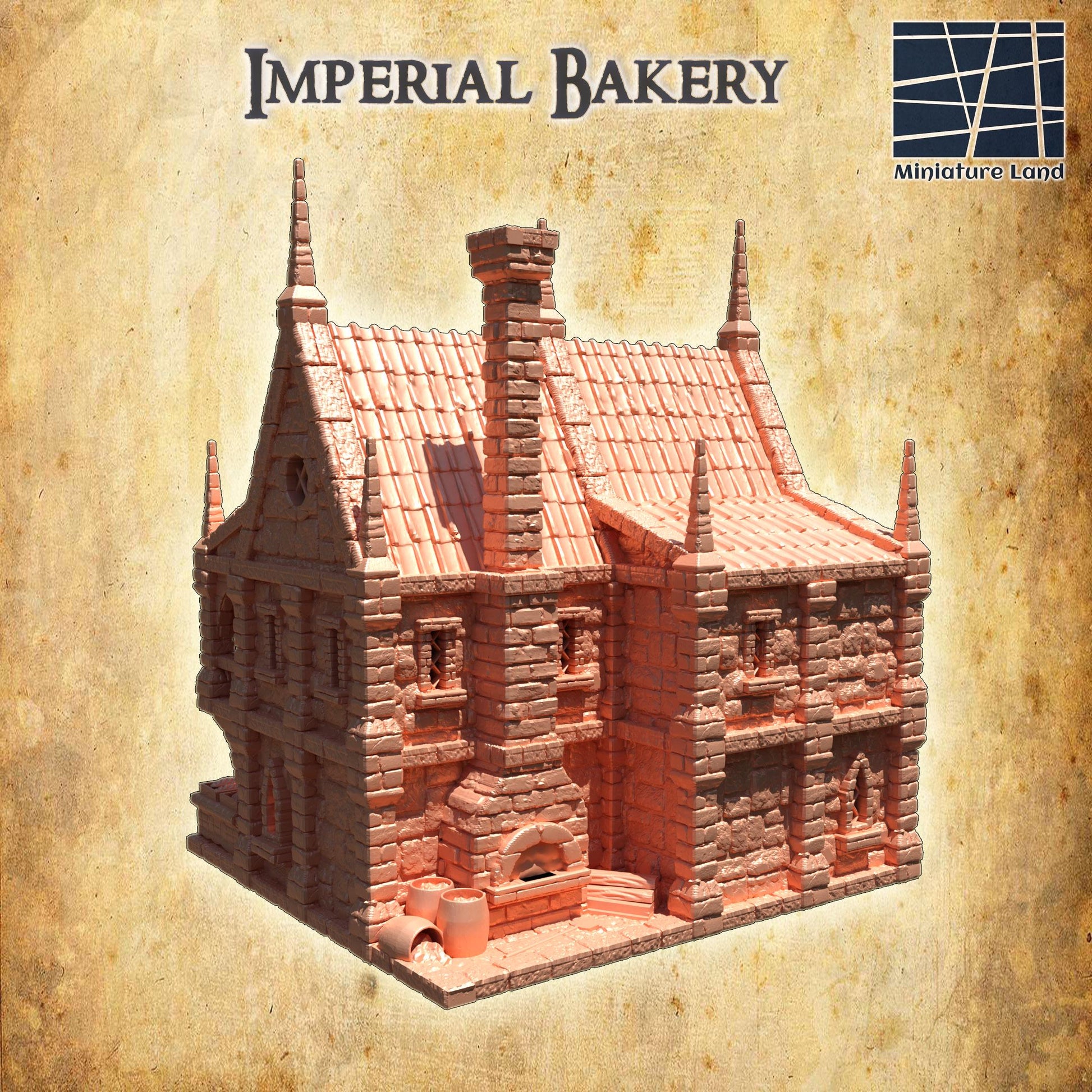 Imperial Bakery | 28mm Scale Model Terrain | D&D TTRPG Playable 3D Printed Building | MiniatureLand
