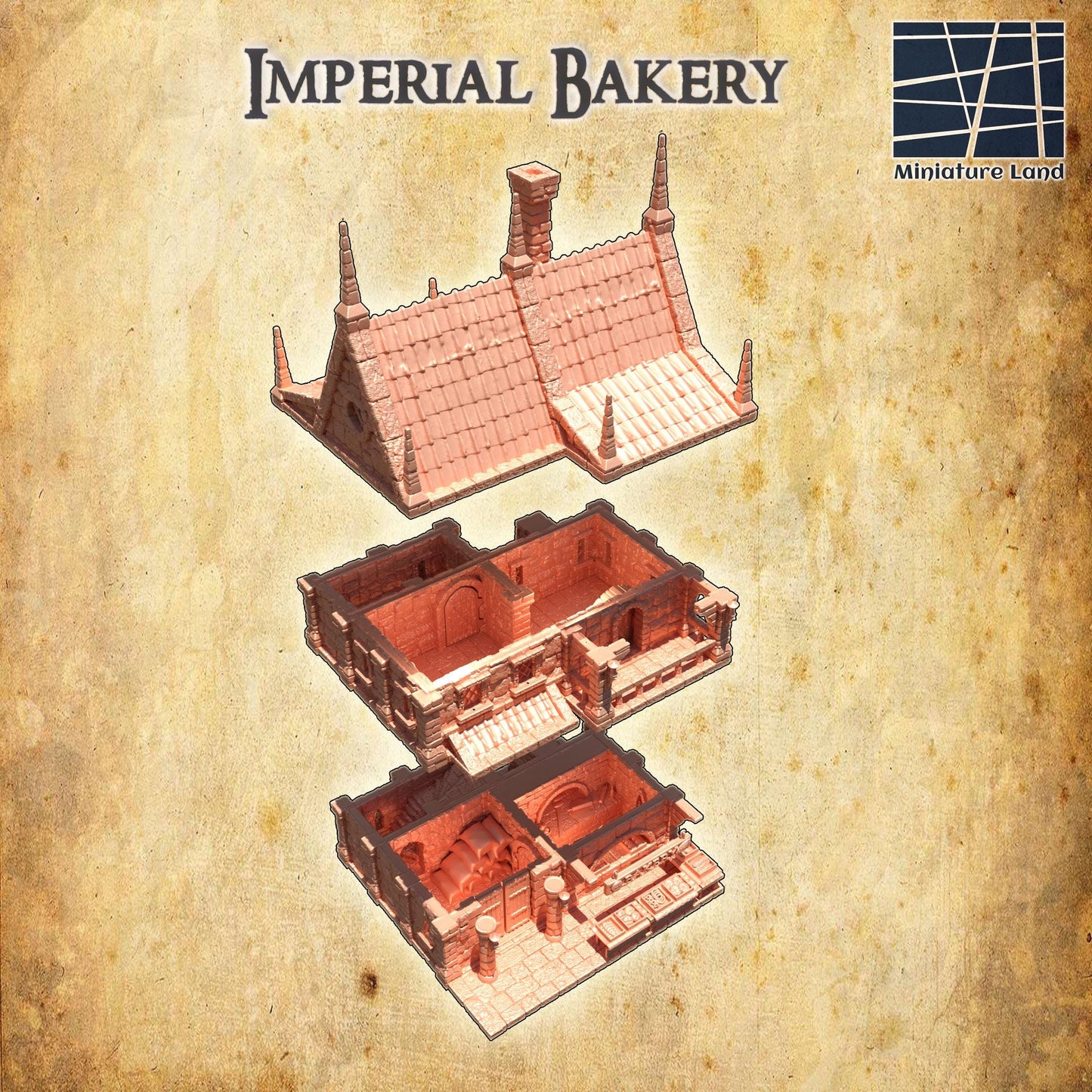 Imperial Bakery | 28mm Scale Model Terrain | D&D TTRPG Playable 3D Printed Building | MiniatureLand