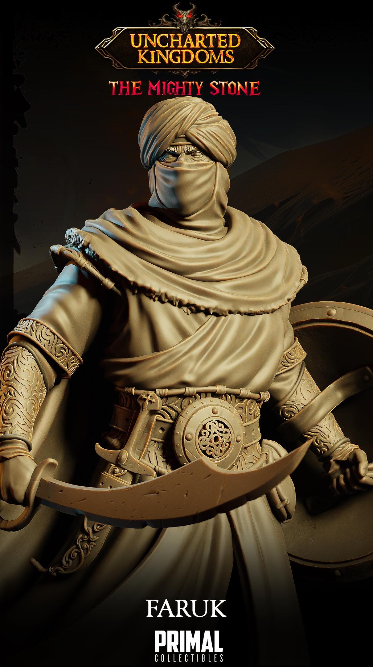 Arabian Army Faruk | Tabletop Scale | TTRPG D&D Miniature | Primal Collectibles