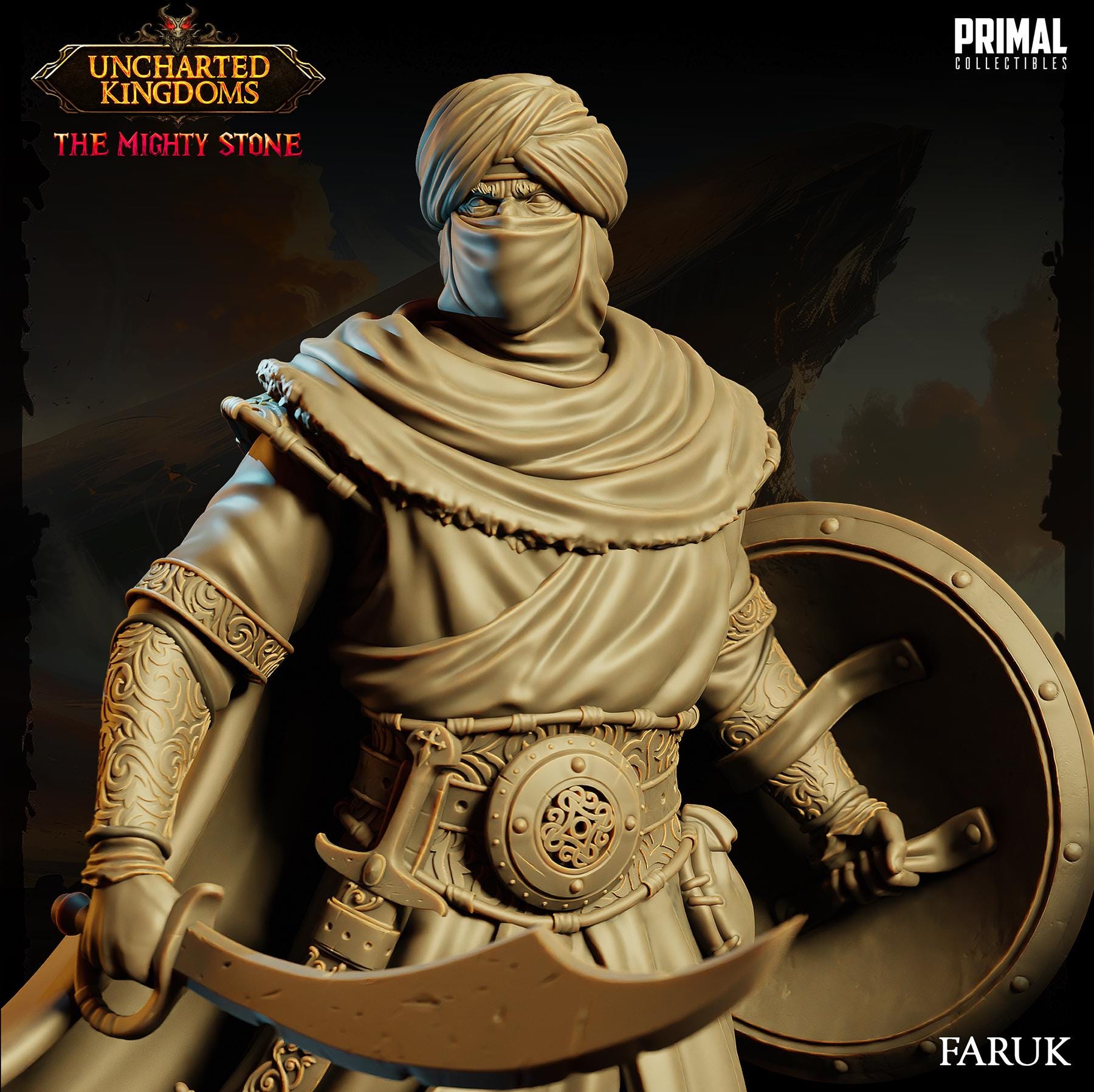 Arabian Army Faruk | Tabletop Scale | TTRPG D&D Miniature | Primal Collectibles