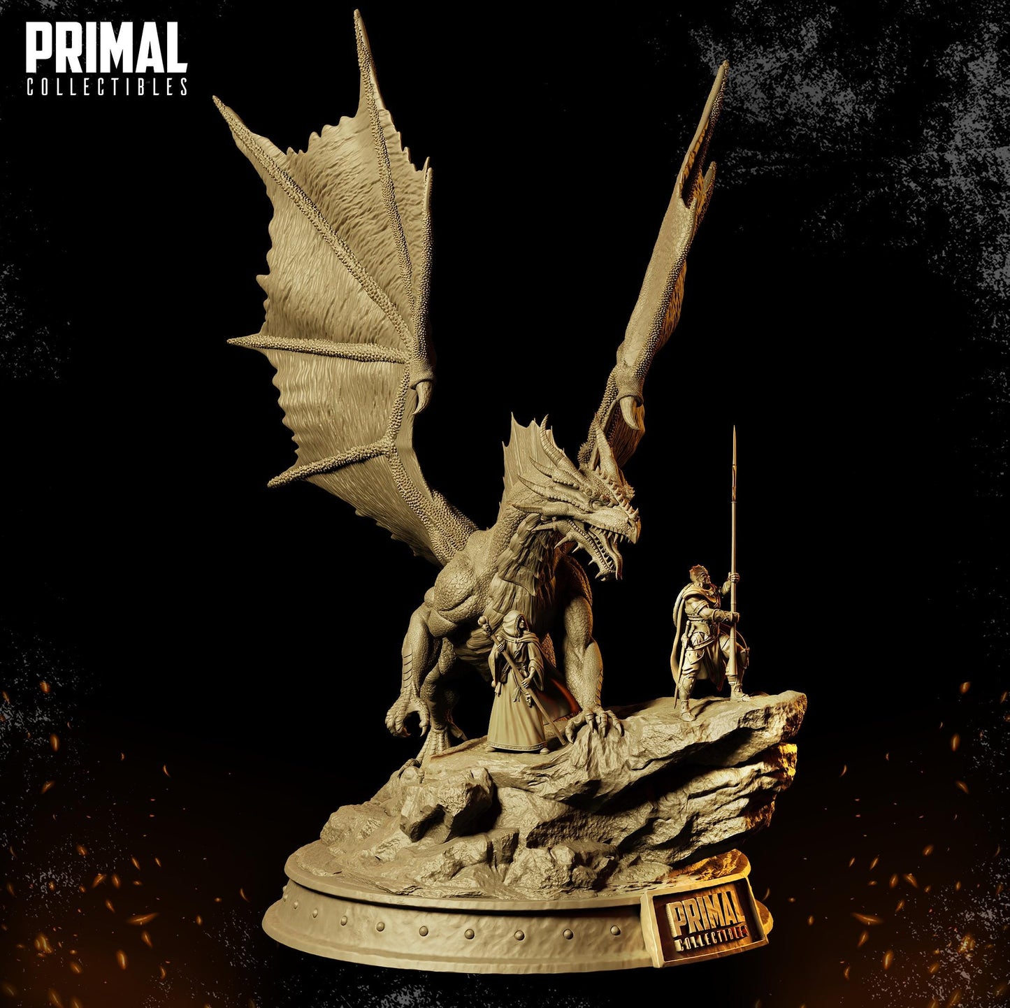 Brothers and Dragon Diorama | Display Scale | TTRPG D&D Miniature | Primal Collectibles