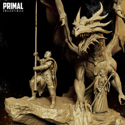 Brothers and Dragon Diorama | Dragonblade | TTRPG D&D Miniature | Primal Collectibles
