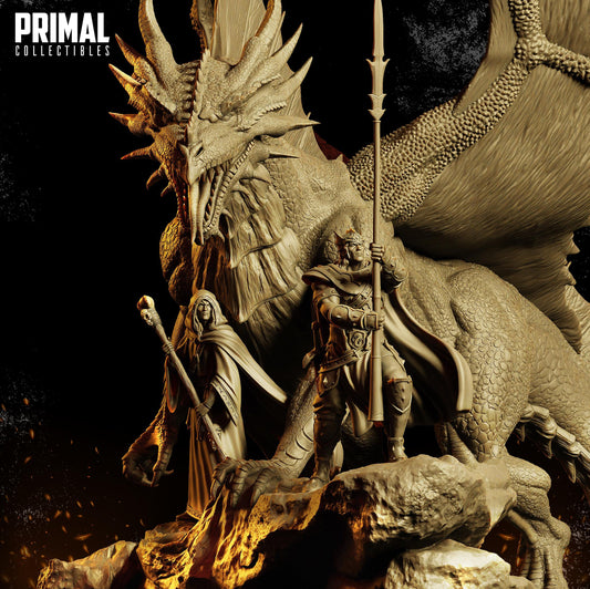 Brothers and Dragon Diorama | Display Scale | TTRPG D&D Miniature | Primal Collectibles