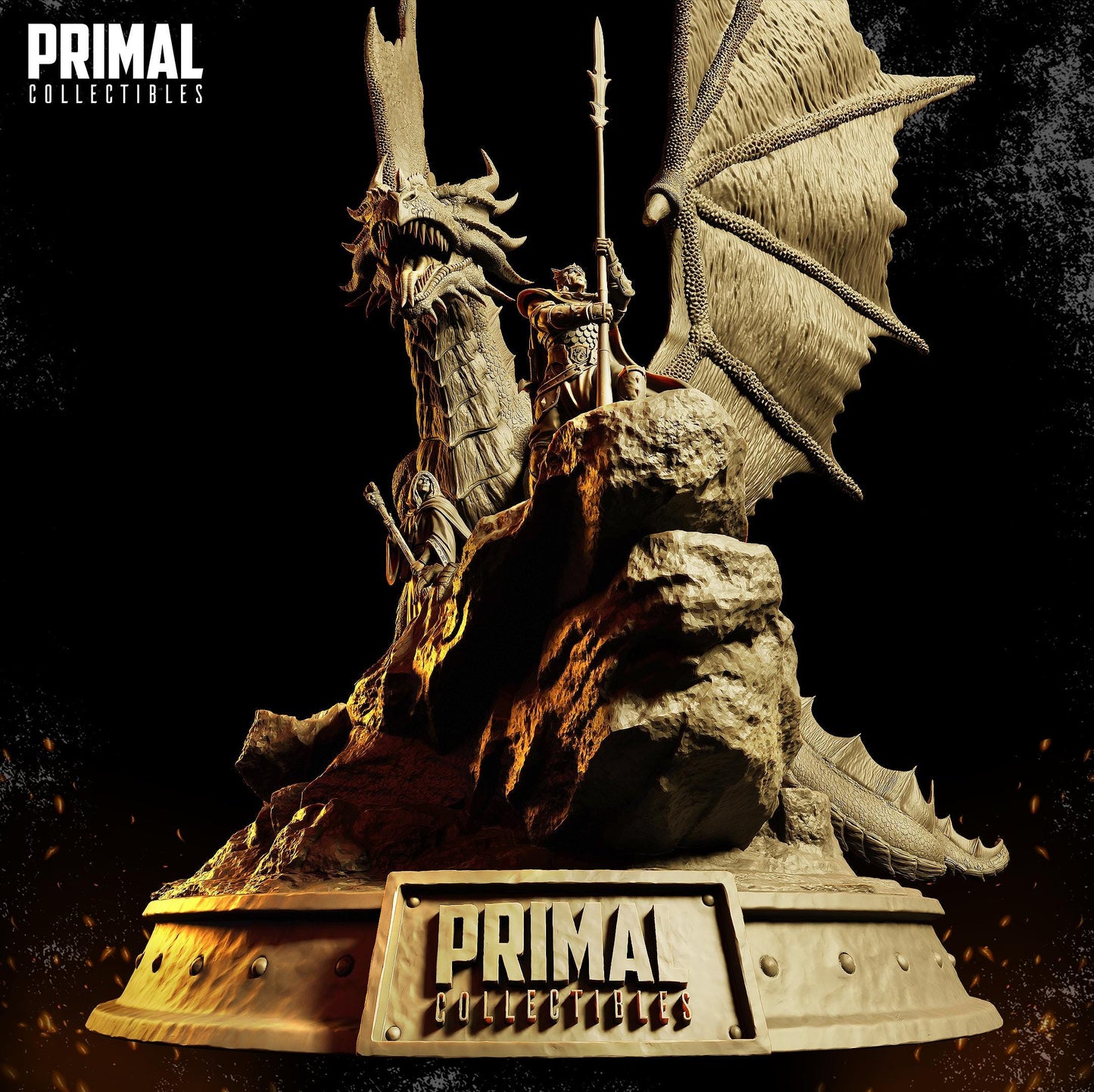 Brothers and Dragon Diorama | Display Scale | TTRPG D&D Miniature | Primal Collectibles