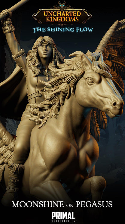 Cleric Moonshine on Pegasus | Uncharted Kingdoms | TTRPG D&D Miniature | Primal Collectibles