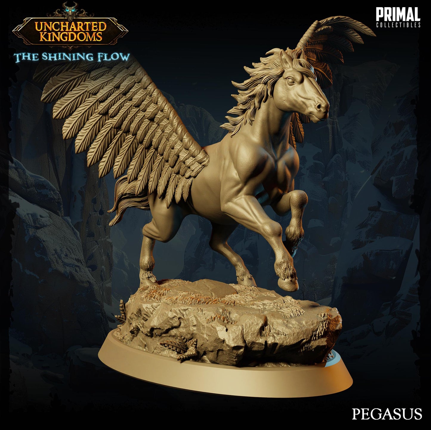 Cleric Moonshine on Pegasus | Tabletop Scale | TTRPG D&D Miniature | Primal Collectibles