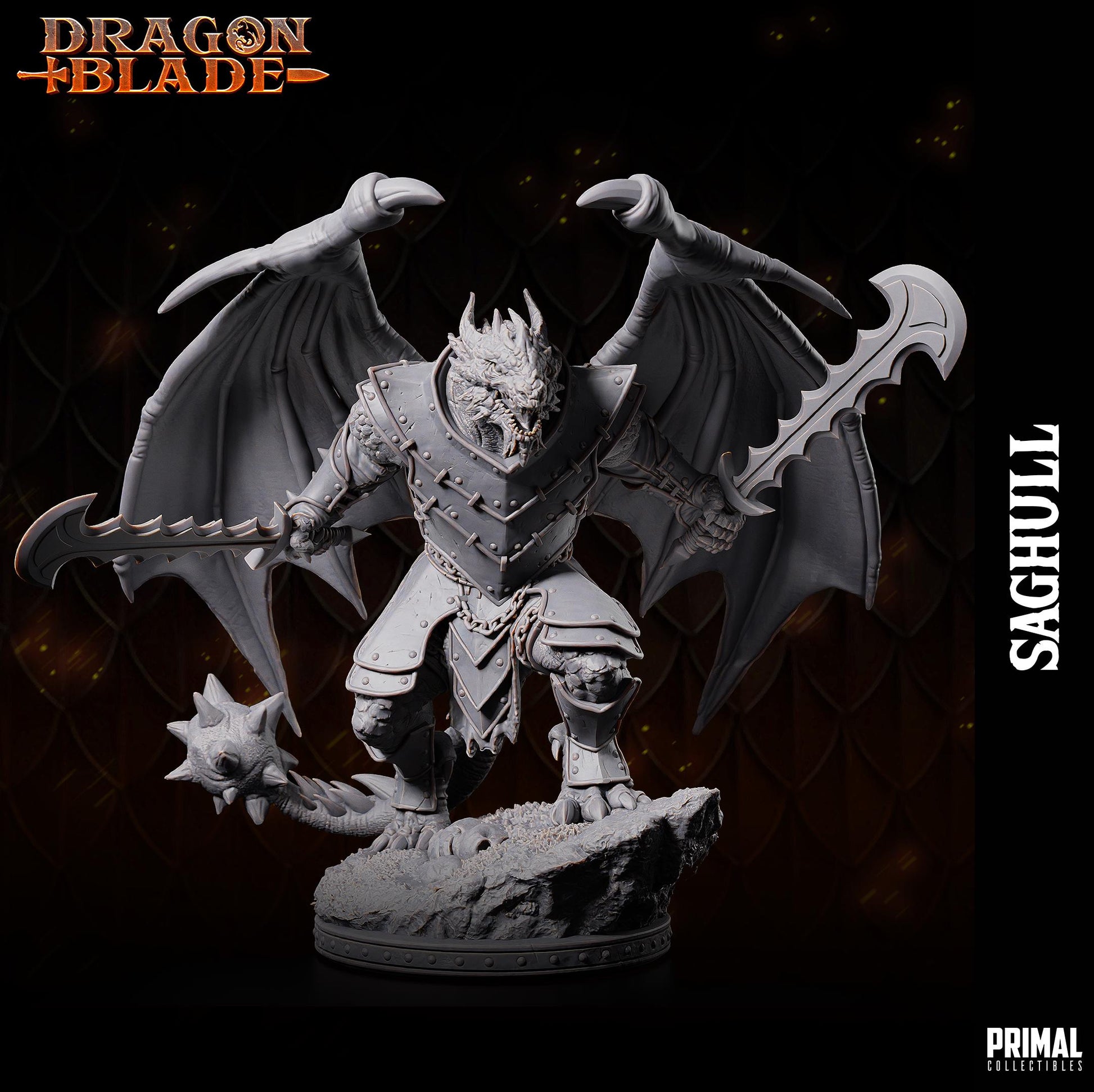 Draconian Saghull | Tabletop Scale | TTRPG D&D Miniature | Primal Collectibles
