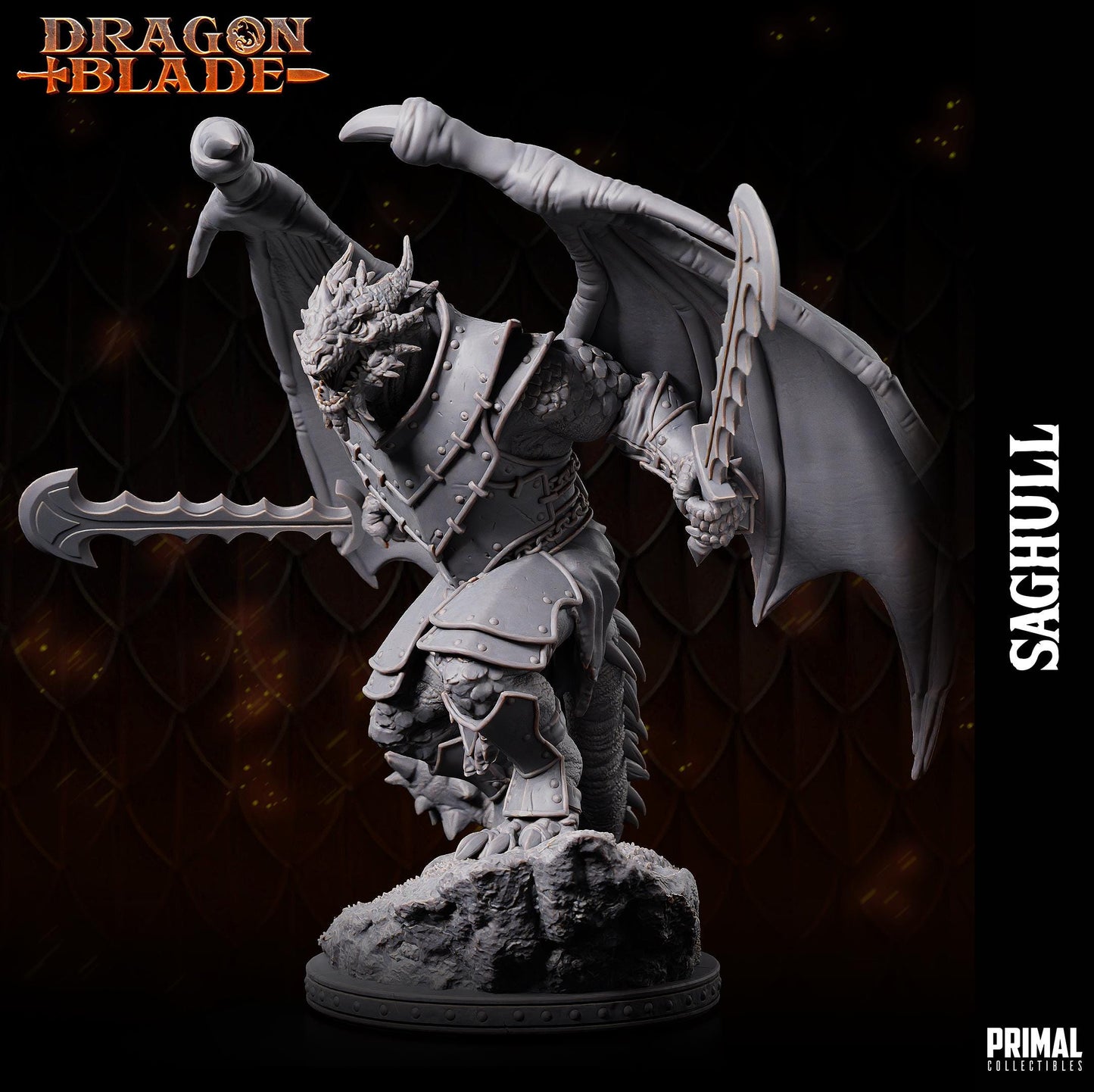 Draconian Saghull | Tabletop Scale | TTRPG D&D Miniature | Primal Collectibles