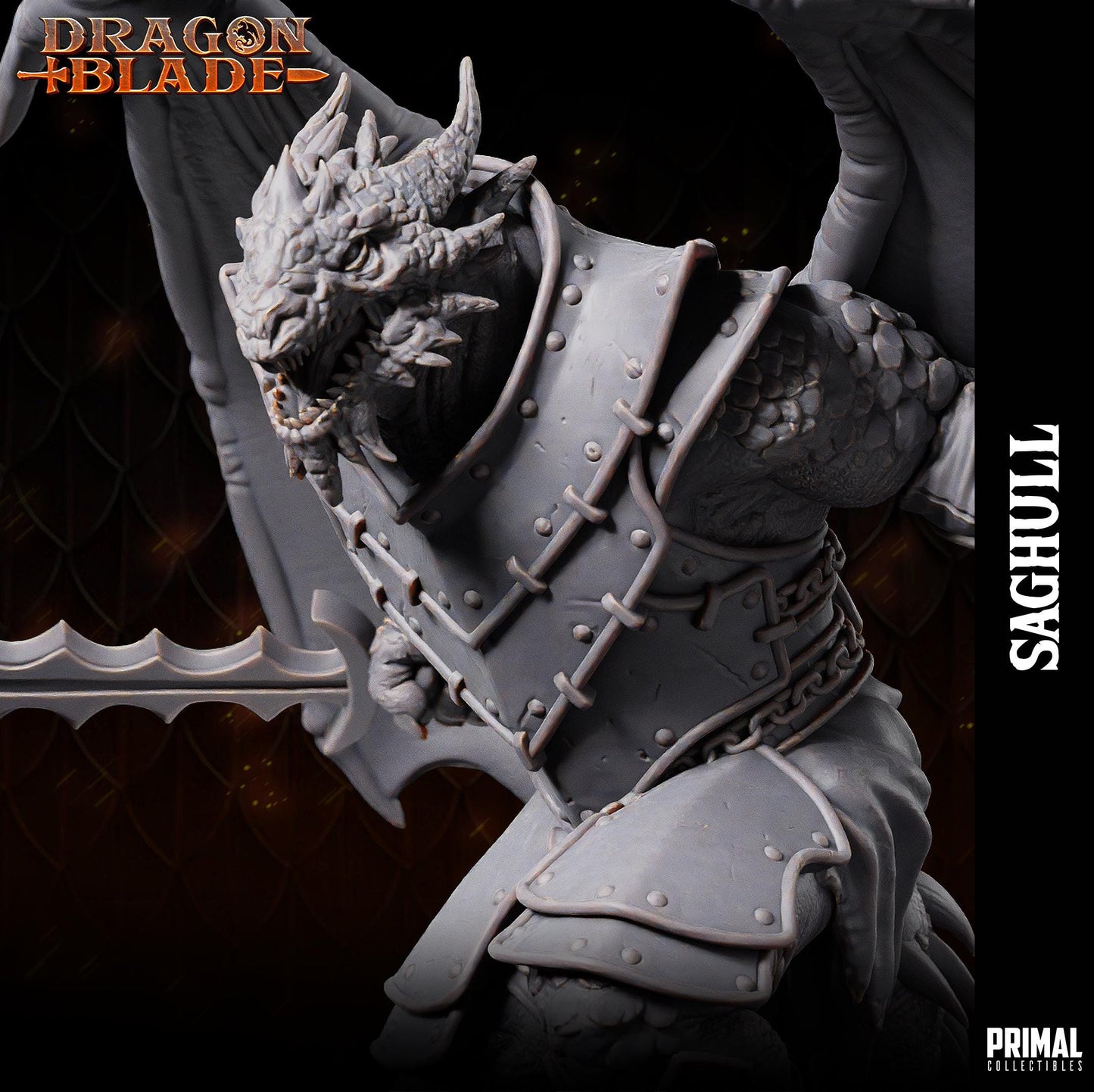 Draconian Saghull | Tabletop Scale | TTRPG D&D Miniature | Primal Collectibles