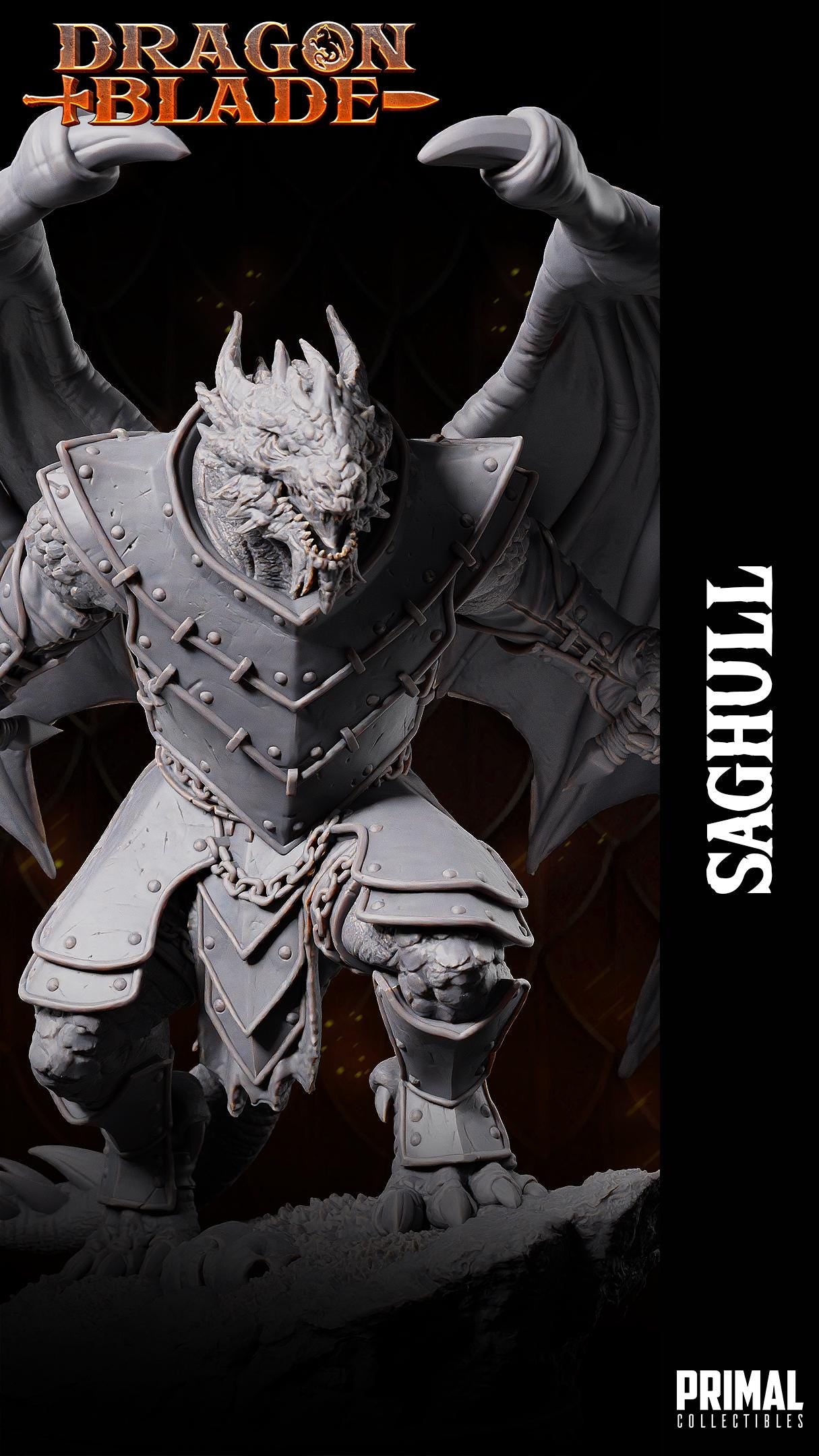 Draconian Saghull | Tabletop Scale | TTRPG D&D Miniature | Primal Collectibles