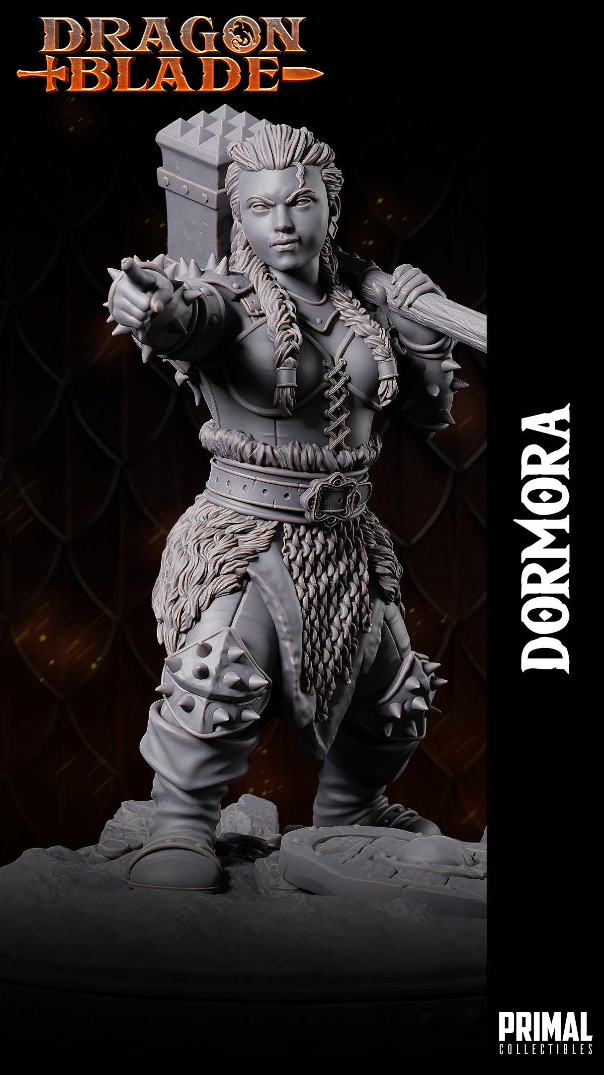 Evil Dwarf Dormora Hammer | Tabletop Scale | TTRPG D&D Miniature | Primal Collectibles
