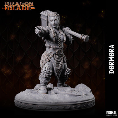 Evil Dwarf Dormora Hammer | Dragonblade | TTRPG D&D Miniature | Primal Collectibles