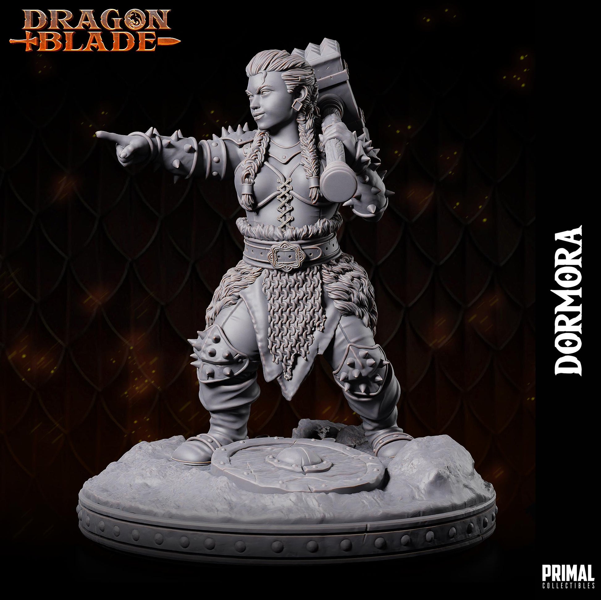 Evil Dwarf Dormora Hammer | Tabletop Scale | TTRPG D&D Miniature | Primal Collectibles