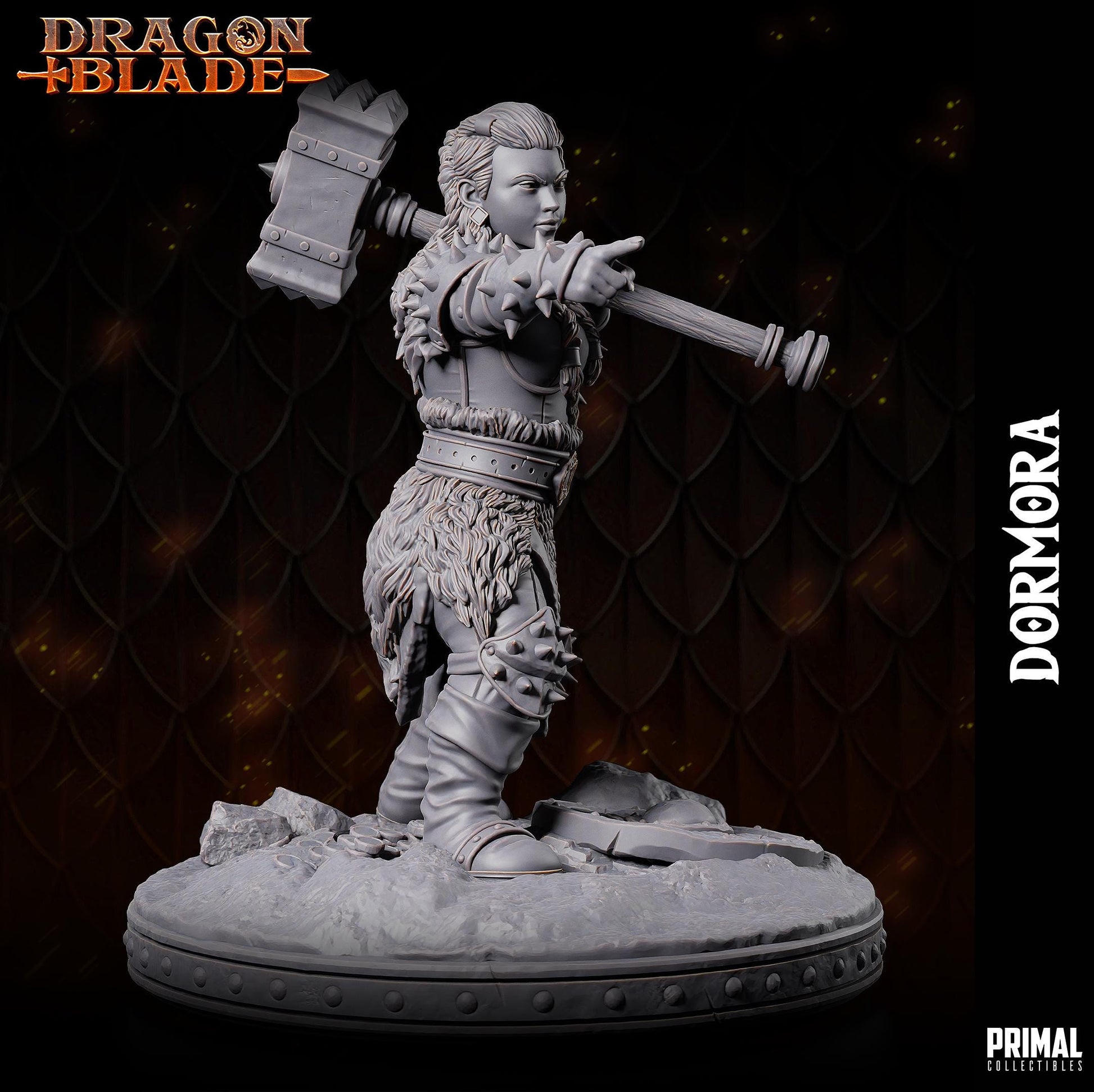 Evil Dwarf Dormora Hammer | Tabletop Scale | TTRPG D&D Miniature | Primal Collectibles