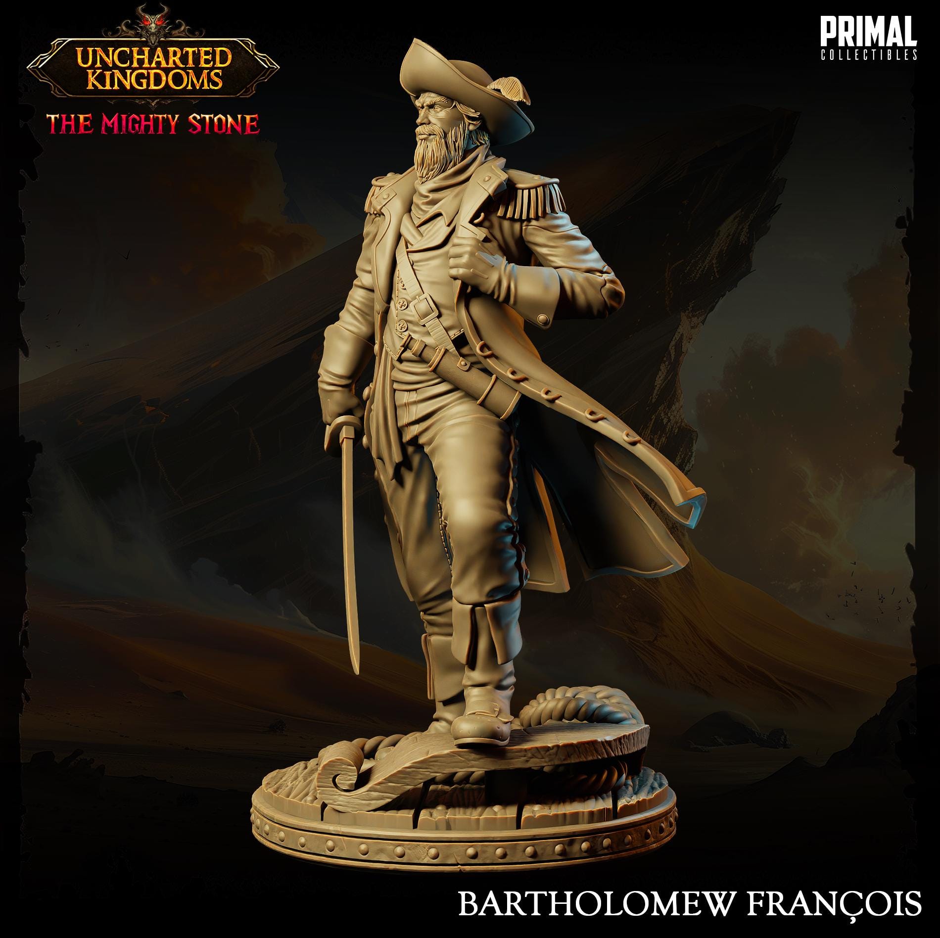 Captain Bartholomew Francois | Tabletop Scale | TTRPG D&D Miniature | Primal Collectibles