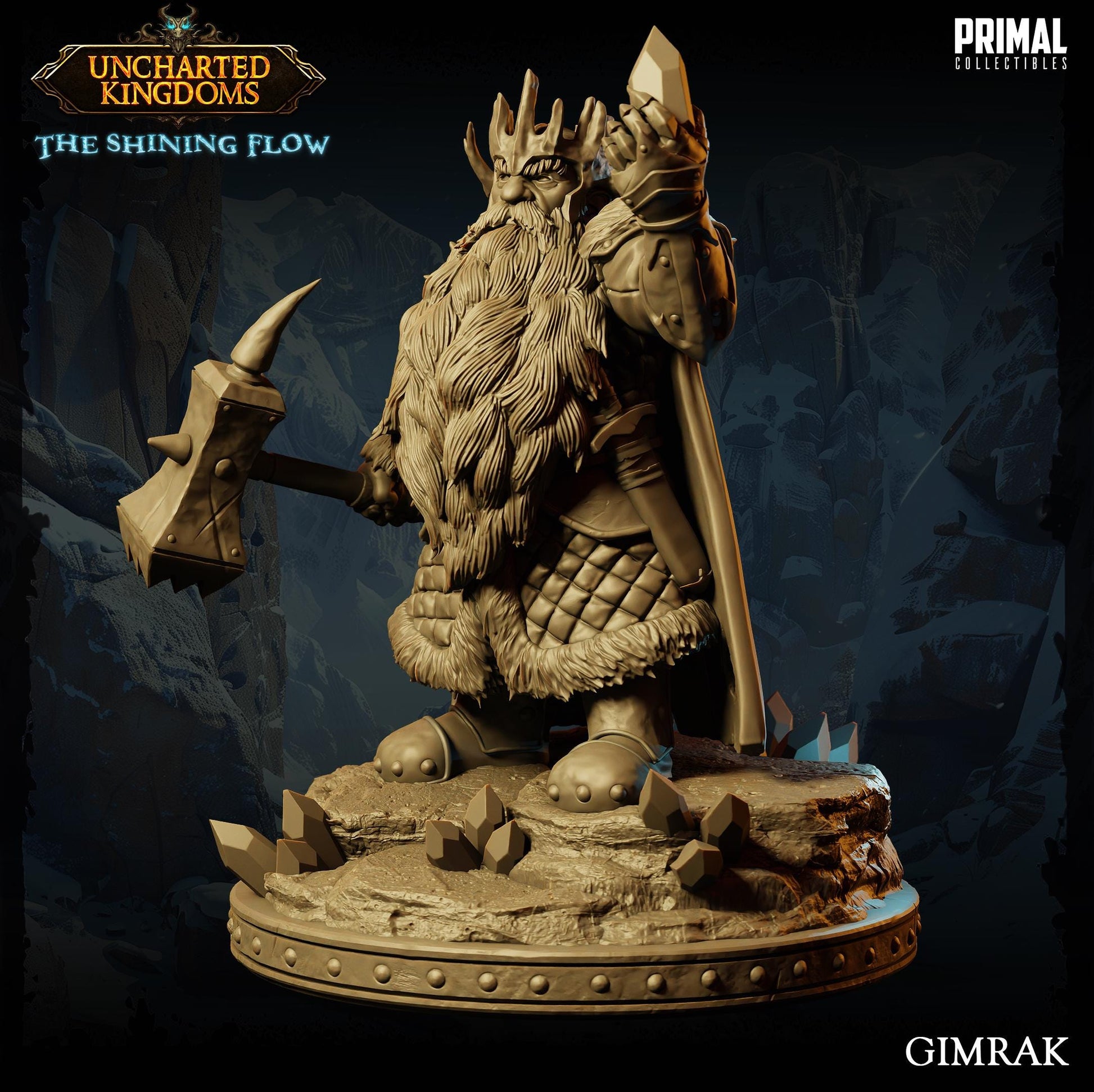 Dwarf King Gimrak | Tabletop Scale | TTRPG D&D Miniature | Primal Collectibles