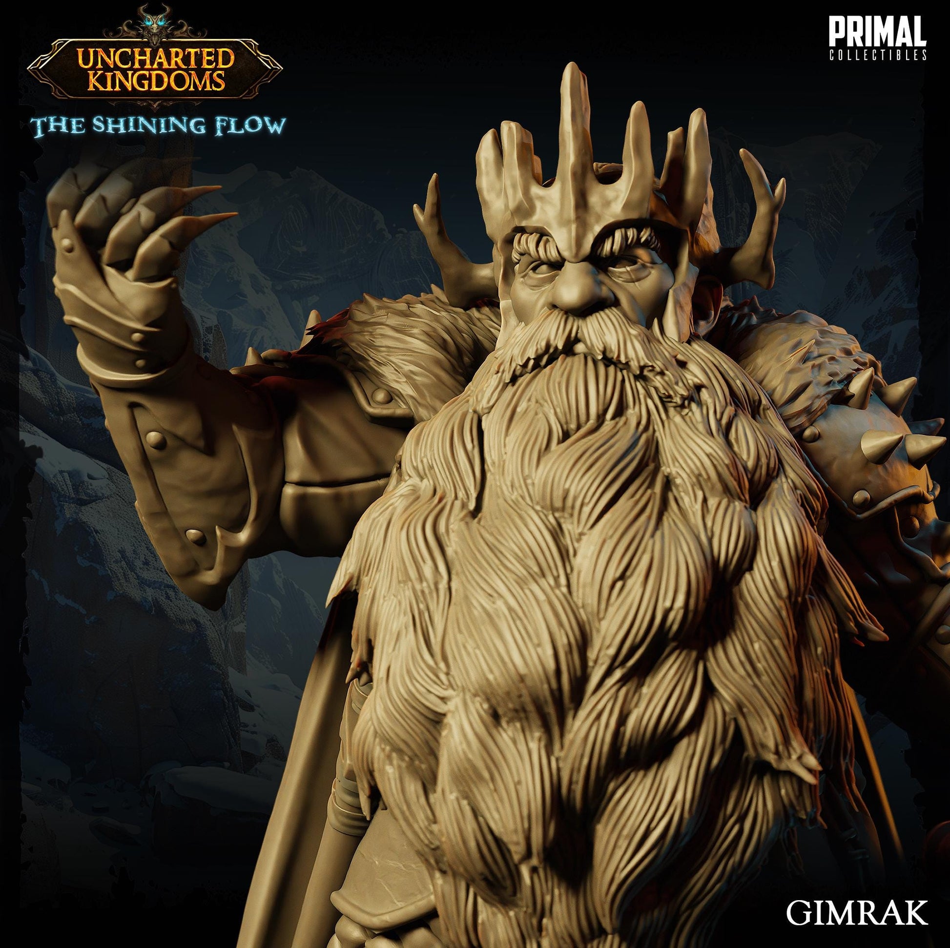 Dwarf King Gimrak | Tabletop Scale | TTRPG D&D Miniature | Primal Collectibles