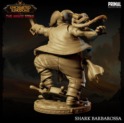 Evil Captain Shark Barbarossa | Uncharted Kingdoms | TTRPG D&D Miniature | Primal Collectibles
